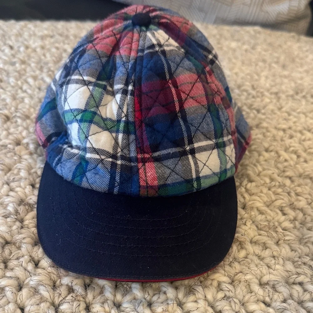 Gymboree 12-24 mo quilted Plaid Kids baseball cap - Blue, Red, Green